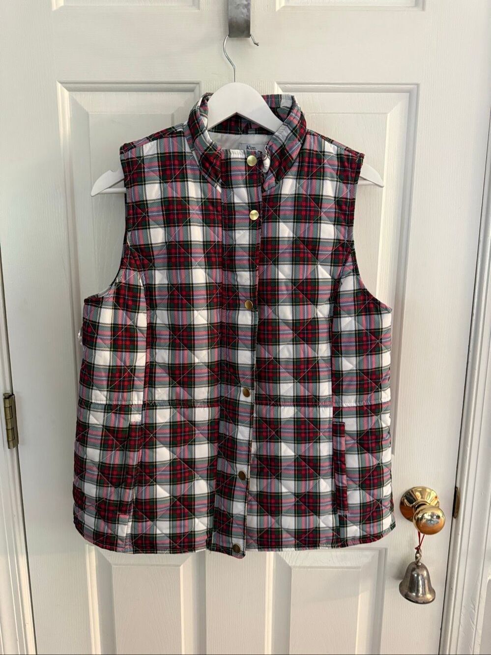 Kim Rogers Holiday Plaid Quilted Vest sz M NWT